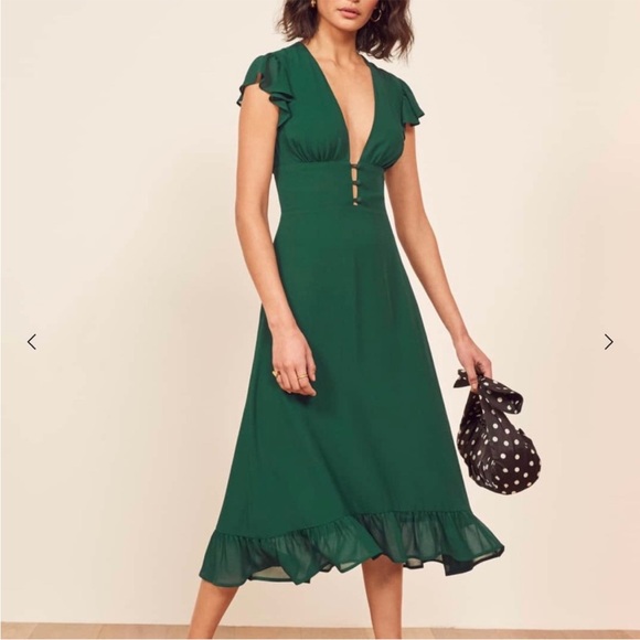 Reformation Dresses & Skirts - Reformation Riegan Dress Emerald Green